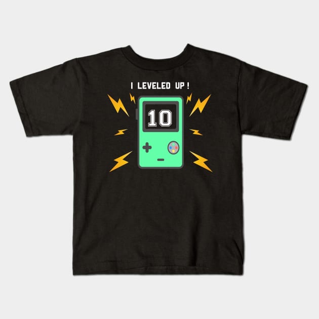 I leveled up 10 years old video games Kids T-Shirt by Flipodesigner